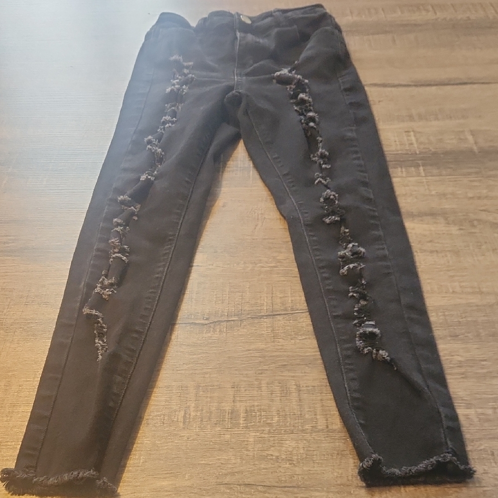 Black Distressed Boy's Jeans